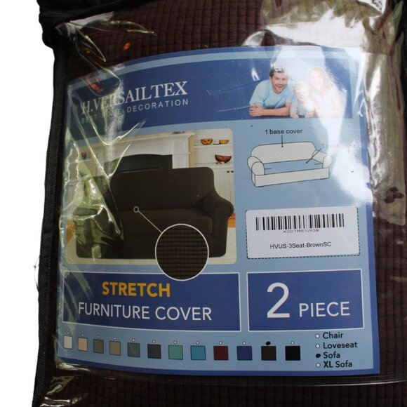 Furniture Sofa Cover H.VERSAILTEX Stretch 2 Piece Brown New in Package - Picture 1 of 6